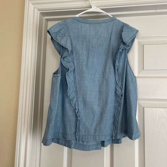 Madewell Blue Denim Ruffle Top - Picture 4 of 4